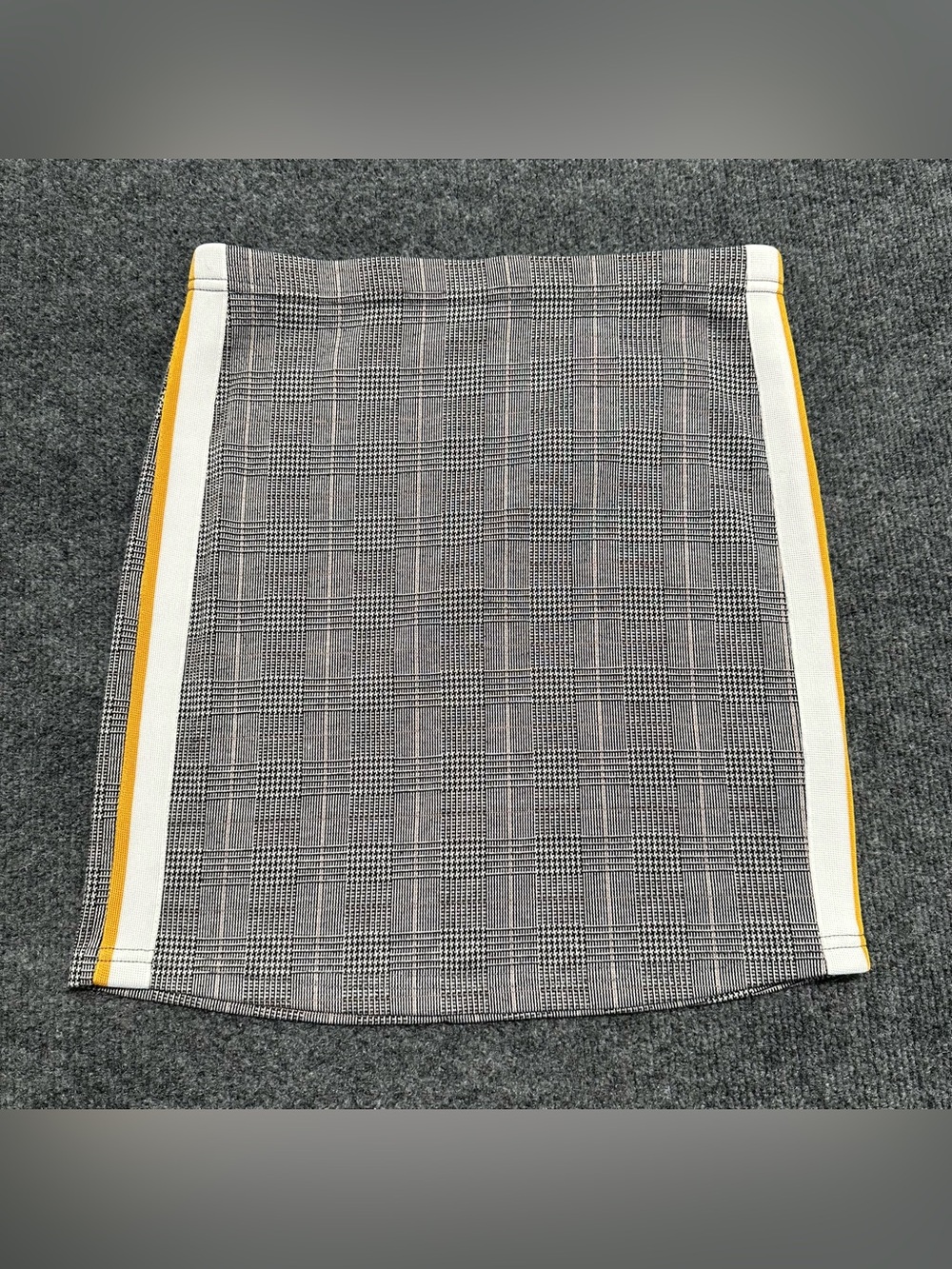 Guess Plaid Mini Skirt with White and Mustard Side Stripes